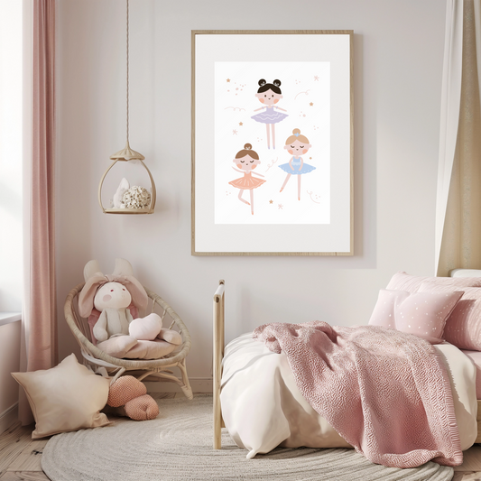 Kids Room Wall Art Set | Neutral Nursery Digital Prints | Ballerina, Animal & Sunshine Collection | Instant Download Decor
